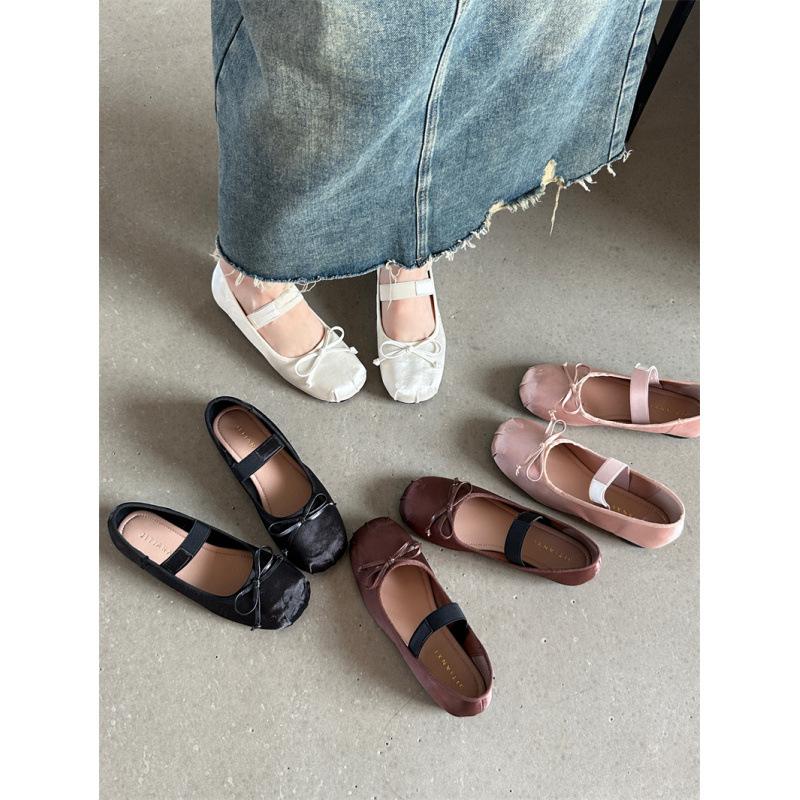 

Новые балетки атласные туфли-лодочки с бантом на плоской подошве женские туфли Мэри Джейн туфли Дуду 40 розовый