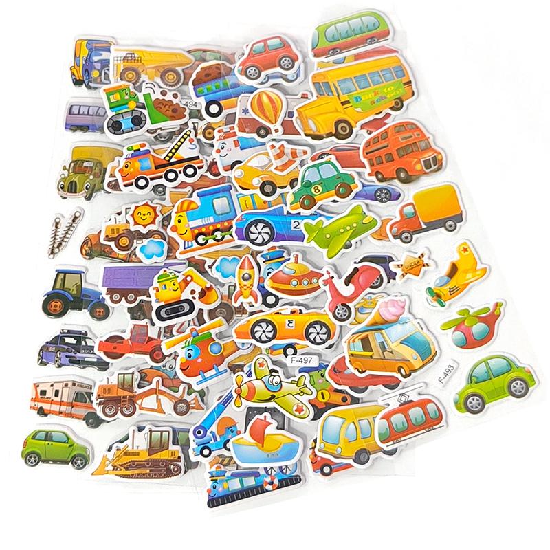 3D Puffy Vehicle Stickers Random 5/10 Sheets Reward Decoration Sticker Birthday Festival Holiday Ornament Gift Girl Boy JGC ZYF