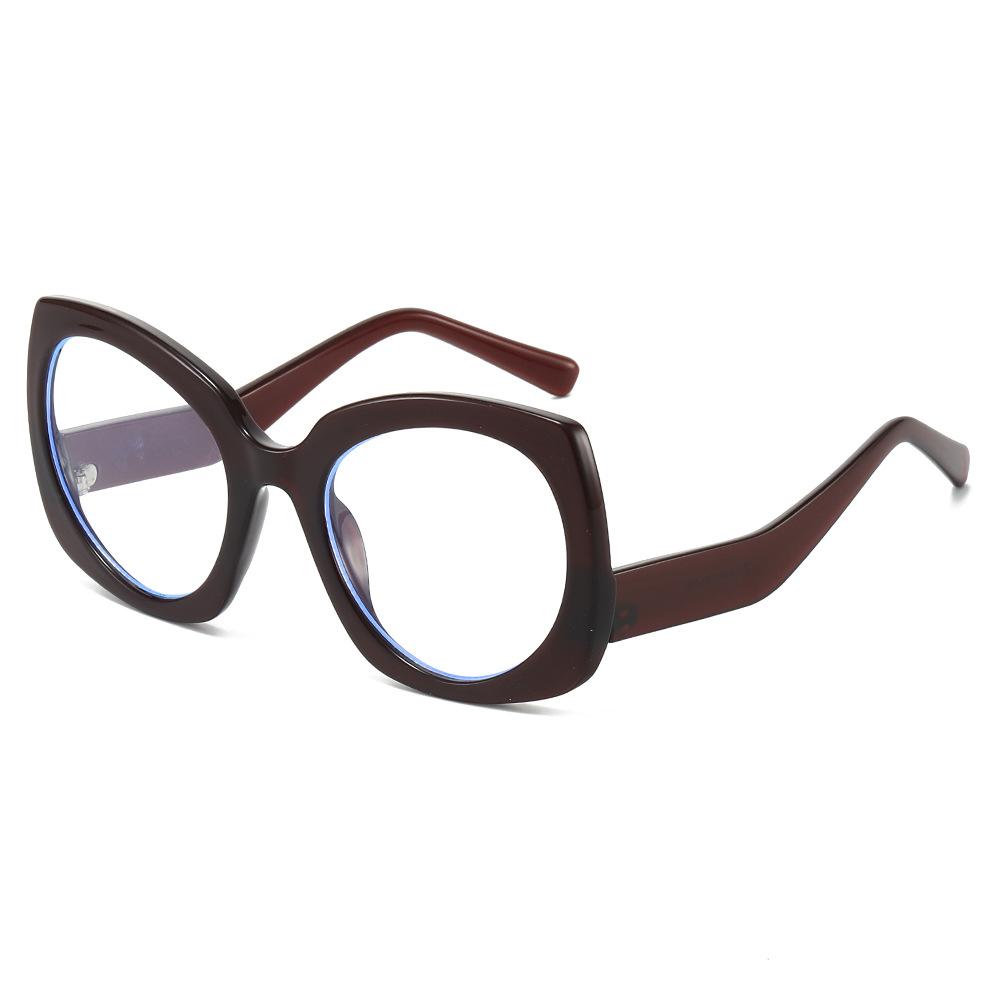 Retro Leopard Print Cat Eye Anti Blue Light Glasses Y2K Two Color Frame Punk Computer Goggles for Women Men
