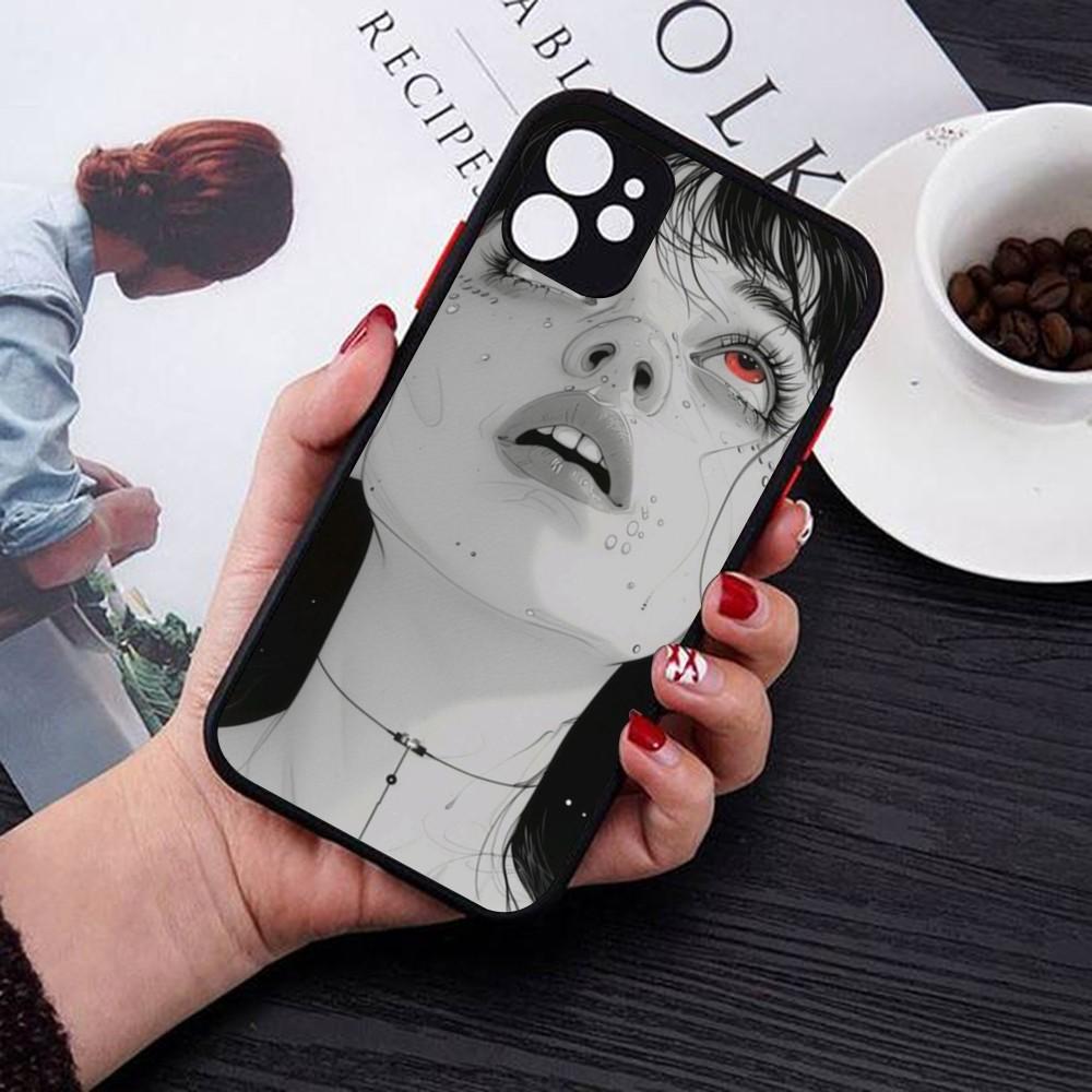Cute Girl Trend Anime Phone Case For IPhone 14 11 12 13 Mini Pro Max 8 7 Plus X XR XS MAX Translucent Matte Cover