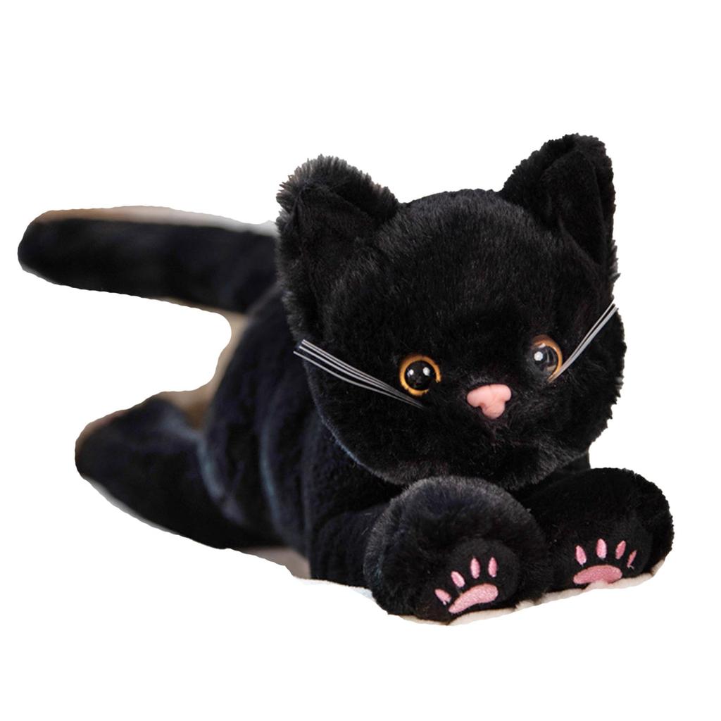 Hyack Plush Cat Body Pillow Toy, Fluffy, Realistic, Cute Gift, Black Cat (Black) [Used]