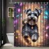 VIKAMA Schnauzer Pattern Printed Shower Curtain, Easy Installation for Home Decor, Bathroom Divider Home Furnishing