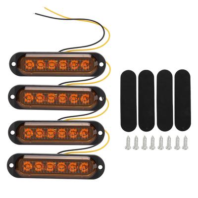 4 ks bočních světel pro nákladní vozidla, vysoký jas 90LM, IP65 vodotěsné, 6 LED, nouzové blikající světlo pro nákladní vozidla