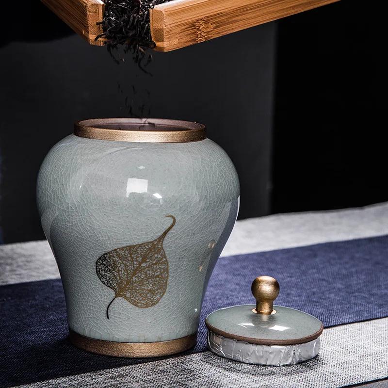 Tea Containers Ceramic Sealed Can Large Coarse Pottery Storage Tank Pu'er Tea Tea Canister Tea Caddy TeaJar Japanese Jar Storage