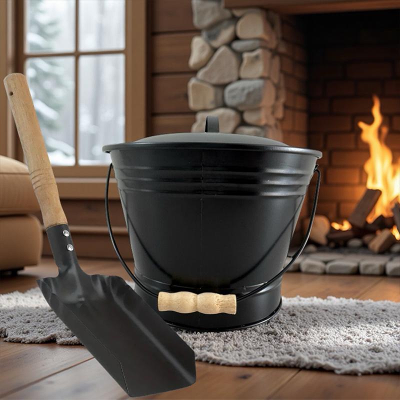 2PCS/SET Household Iron Fireplace Scraper Bucket Set for Convenient Ash Cleaning with Iron Bucket Tool Ash Scraper
