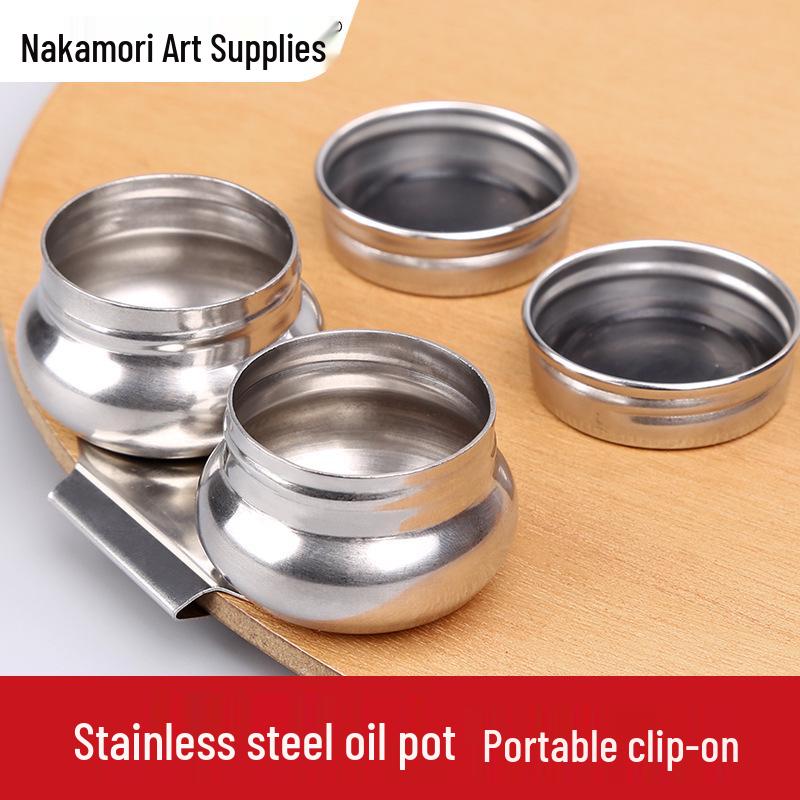 Stainless Steel Oil Painting Turpentine Oil Pot with Single and Double Mouthends