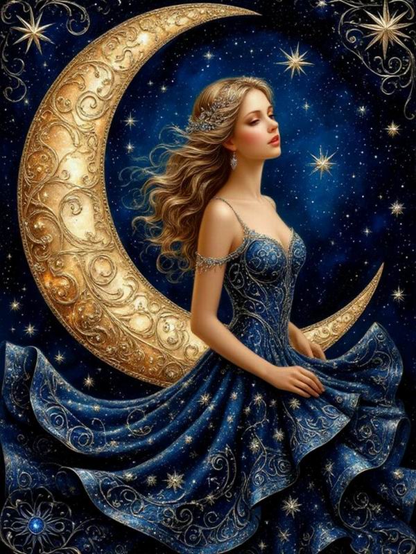 Diamantmalerei Neue Kollektion Mondfrau DIY Voll Quadratisch Rundbohrer Strassstickerei Mosaik Kreuzstich-Kits Wanddekor