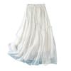 Women's Japanese-Style A-line Silk Skirt with Elastic Waist