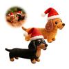 1/2Pcs Christmas Felt Dachshund Figurine Handcrafted Santa Hat Dog Ornament Simulation Puppy Statue Animal Sculpture Home Office Desktop Decoration