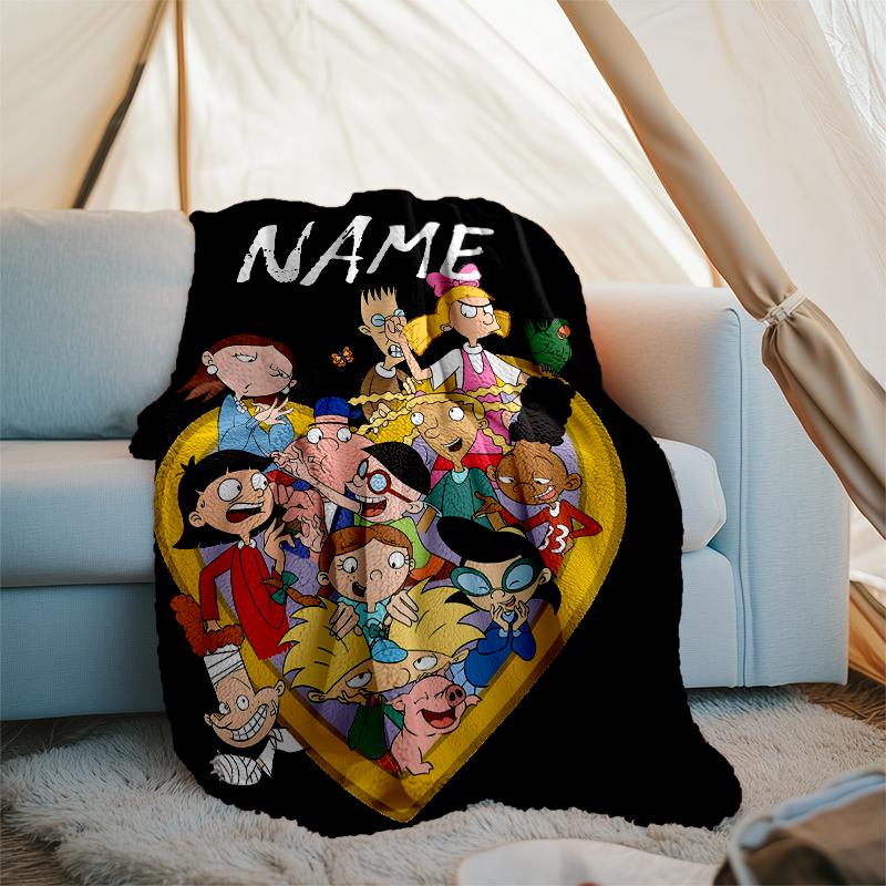 Personalized Custom Name Blanket - Hey Arnold Print Design,Blanket for Sofa,Bed,Travel,Camping - Soft and Warm, Great Gift