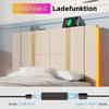 Upholstered Bed USB Type C Charging Single 90x200 Storage Bed Frame, Slatted Frame Made of Wood, Beige Linen Material (With Mattress)