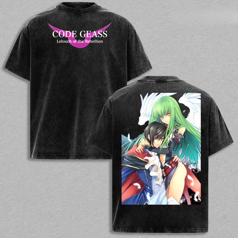 T-shirt Lavata Anime Code Geass Lelouch Lamperouge Estiva per Uomo Donna Moda Nuova Cotone Retro Casual Moda T-shirt