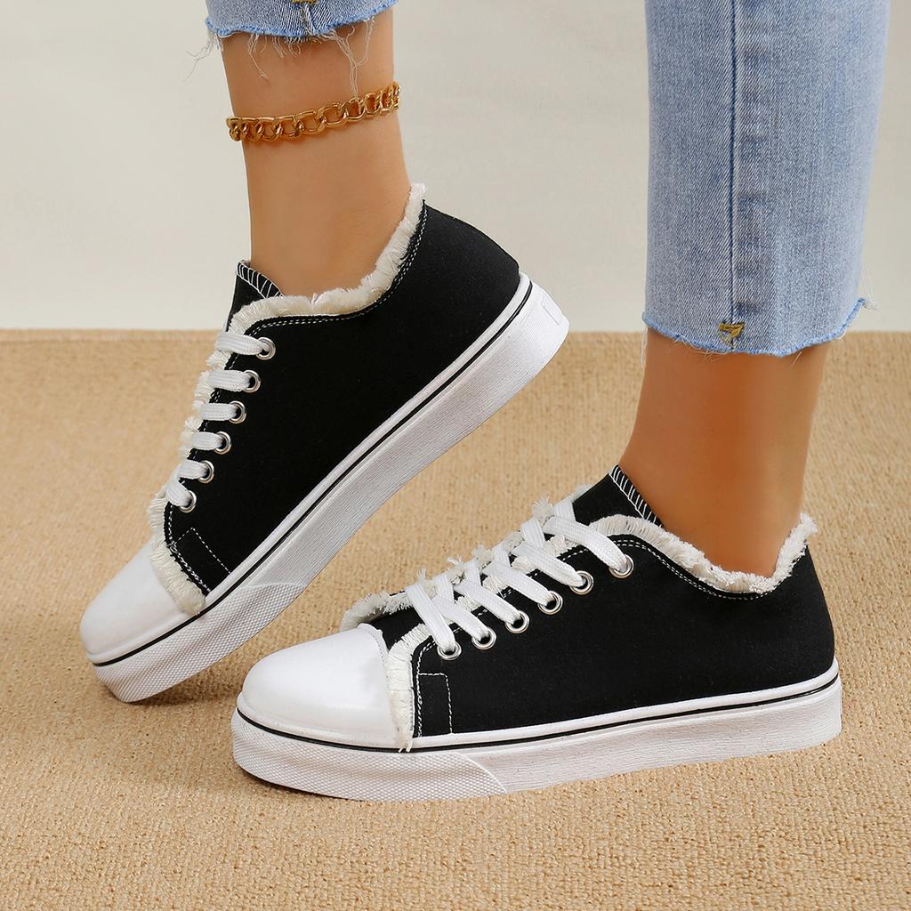 Fashion Women Canvas Shoes Fashion New Spring Autumn Sneakers Low Cut Lace-Up Women Vulcanize Shoes Woman Flats Off White Shoes Female