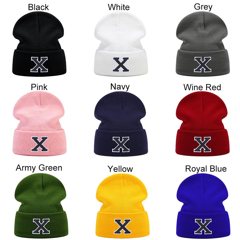 Unisex Letter A-Z Embroidery Beanie Hat for Men Women Winter Knit Caps Soft Ski Hat
