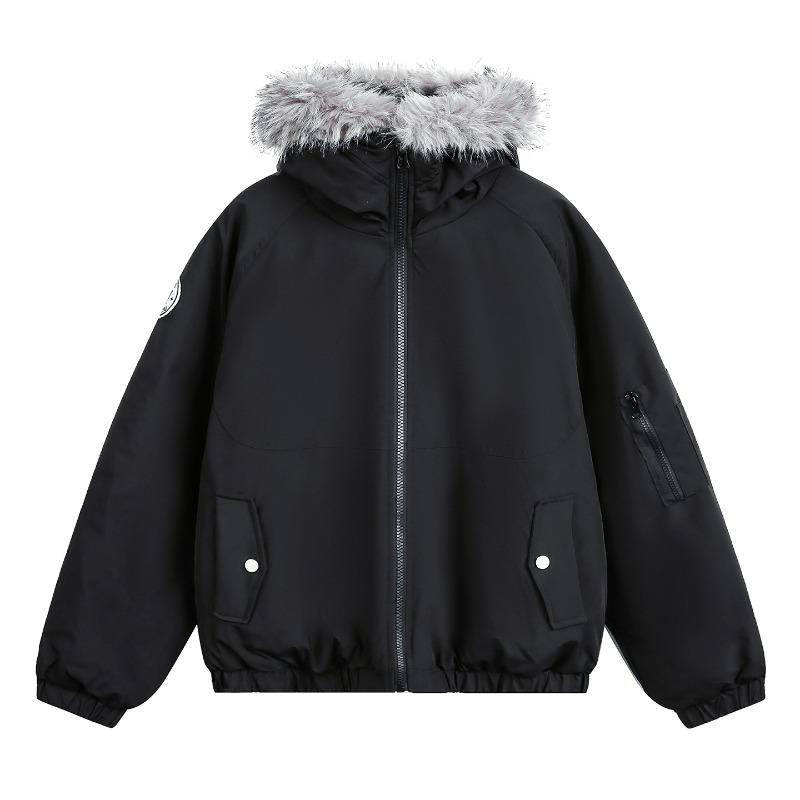Men's Winter Hooded Parka Jacket Detachable Artificial Fur Collar Windproof Warm Bomber Outerwear