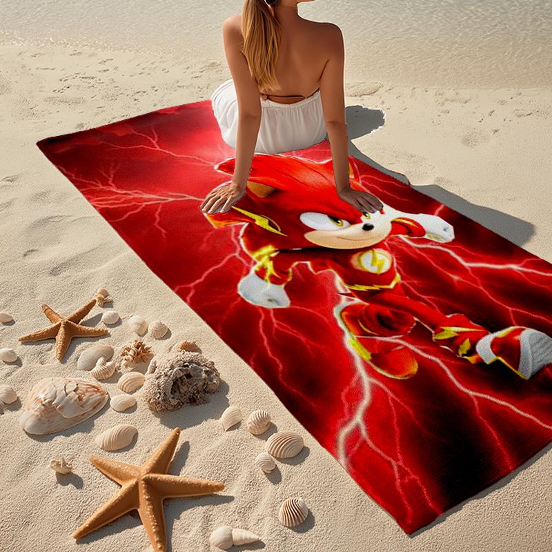Ultra-Soft Beach Towel with Sonic Theme,Ideal for Pool - Camping, Diving - Perfect Travel Essential, Vibrant Beach Towel.