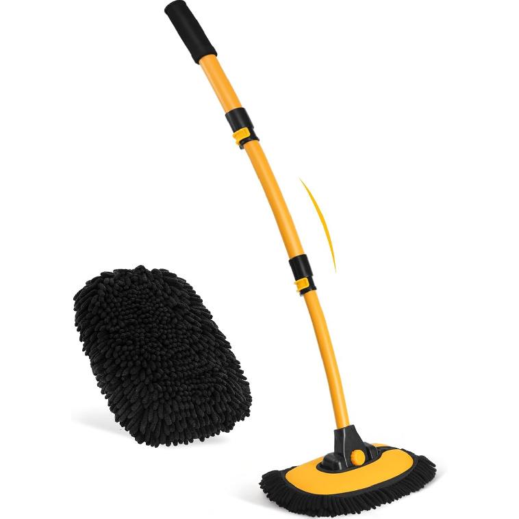 Ordenado 15°Curved Car Wash Brush With Long Handle, 43" Car Cleaning Brush With Extension Pole, Microfiber RV Wash Mop Scratch-Free, Exterior Washer