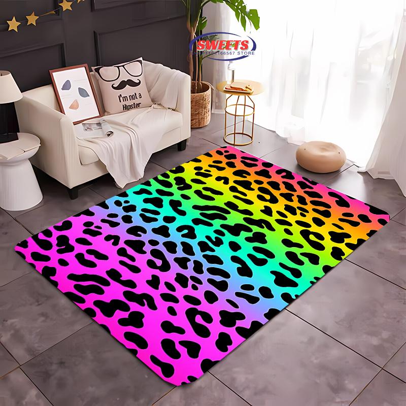 17 Style Colorful Leopard Printed Carpet Rug for Bedroom Living Room Home Sofa Decor, Kids Play Non-Slip Decor Durable Mats Gift