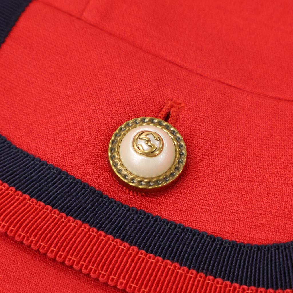 Gucci 482665 17 Years Red Pearl Button Collarless Jacket Jacket 38 Red navyUsed