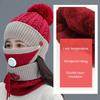 3PCS Winter Fashion Warm Scarf and Hat 3-Piece Set for Women Knitted Printed Skin Friendly Breather Valve Warm Earcup Accessory