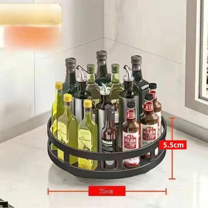 

Багатофункціональна обертова коробка для зберігання - компактний кухонний органайзер із протиковзким тримачем для спецій і косметики, регульована висота 1 Layer чорний