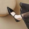 Woman Fashion Pointy Mary Jane Shoes 2025 Spring New Elegant Pumps Female Sexy Pointed Toe High Heels Thick Heel Party Shoes