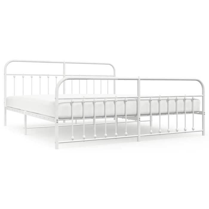 VidaXL Metal Bed Frame with Headboard-Footboard White 200x200cm 352652