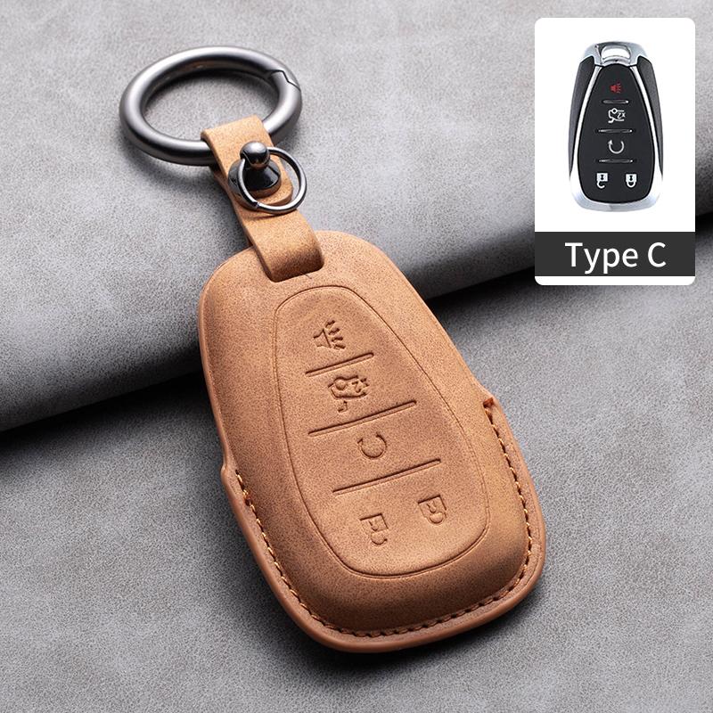 Leather Car Key Case Cover Protective Shell For Chevrolet Chevy Malibu Camaro Cruze Traverse Spark Equinox Sonic Volt Keychain