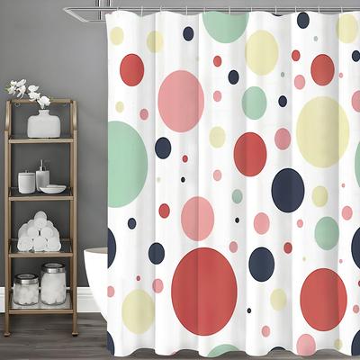 Cortina de Ducha de Lunares Coloridos, Cortina de Ducha Decorativa para Baño, Cortina de Ducha Impermeable con Ganchos