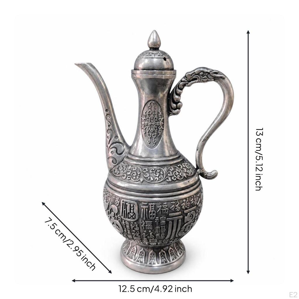 Antique Style Beverage Pot Decorative Vintage Metal Teapot Ornate with Domed