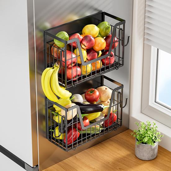 Yousheng Magnetic Shelf Fridge Organizer Magnetic Fruit Basket Potato Onion Storage Bins Multifunctional Kitchen Organizer for Refrigerator Pantry