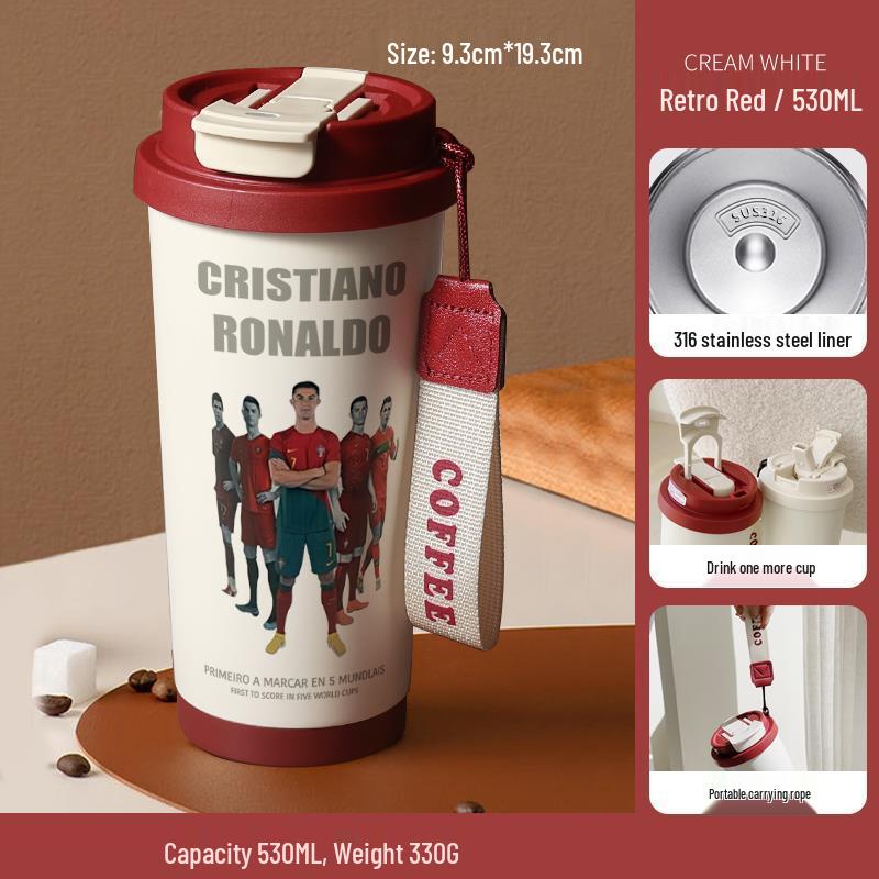 Термокружка «Легенды Футбола»: Сувенир с Роналду, Месси, Модричем, Мбаппе - Идеально для соревнований и призов 530ml