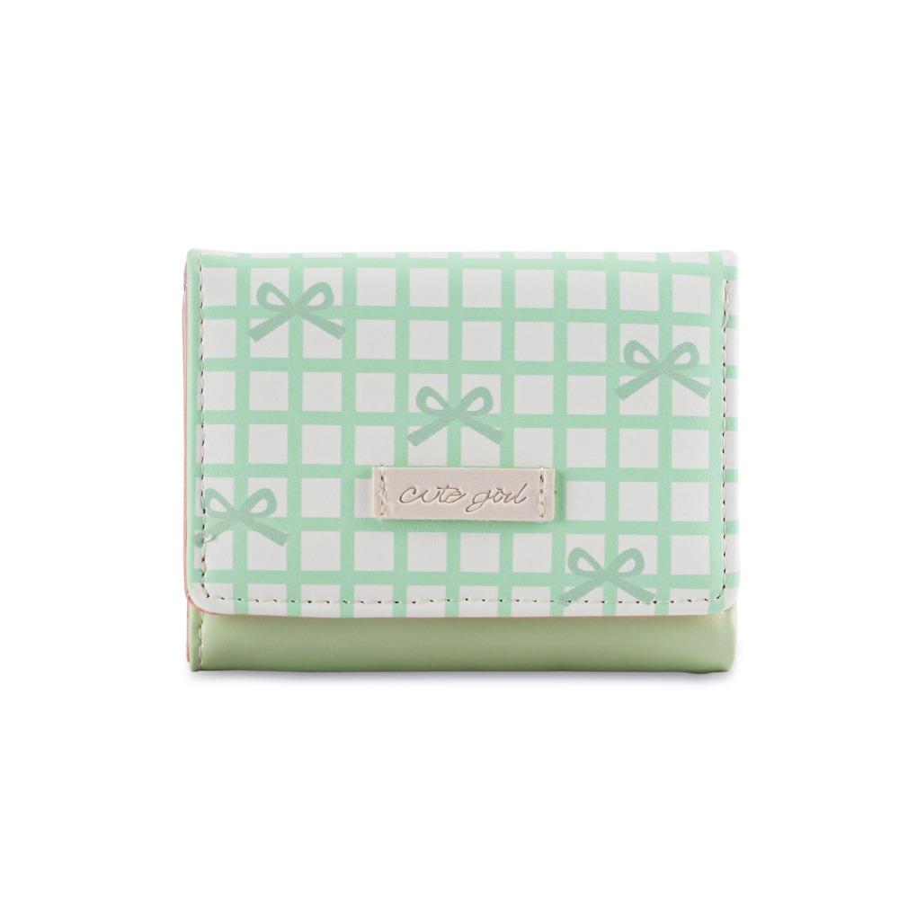 Lattice Cute Tri-Fold Purses Multiple Card Slot Coin Purse Portable Women Card Holder  Student