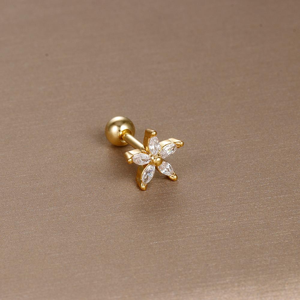 1PC 316L Stainless Steel Mini Zircon Cartilage Piercing Stud Earring For Women Girl Helix Tragus Body Zircon Statement