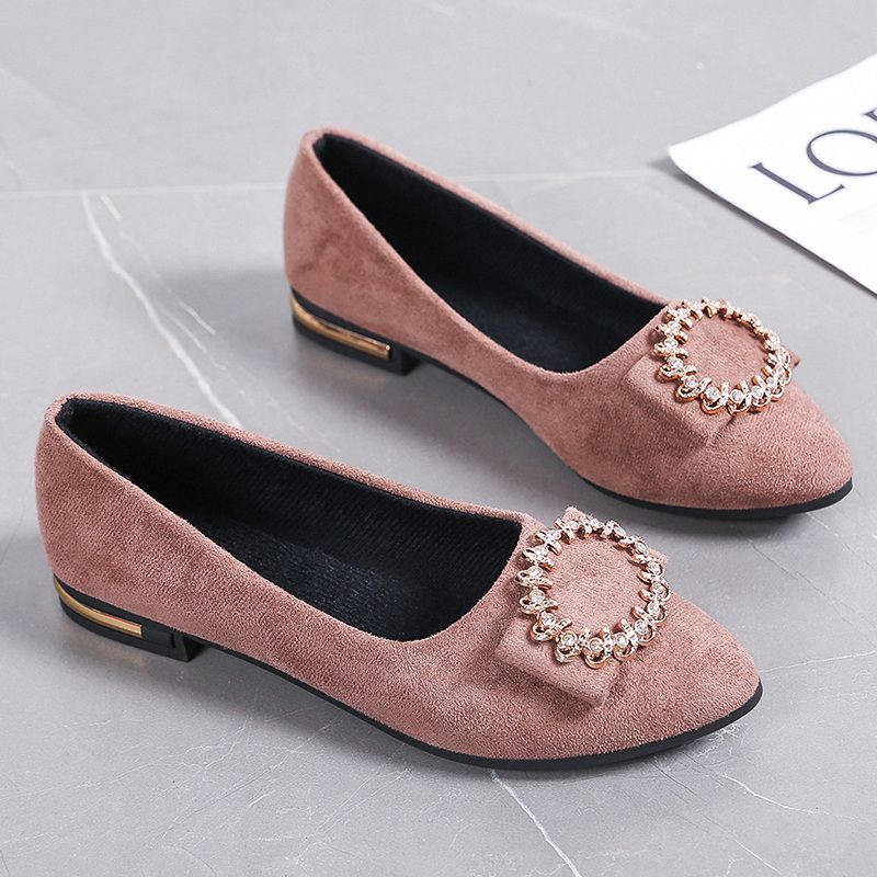 Ladies Pumps Office Pointed Toe Low Heel Elegant Rhinestone Women's Shoes Wholesale 39 Non Slip Vacation Chic on Footwear Casual