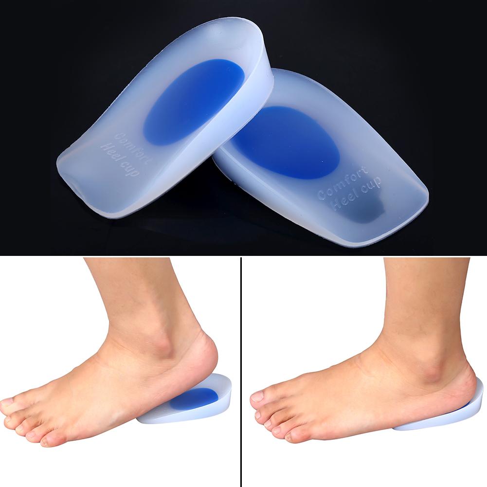 1 Pair Silicon Gel Heel Cup Cushion Heel Support Insoles Pad 2 Sizes