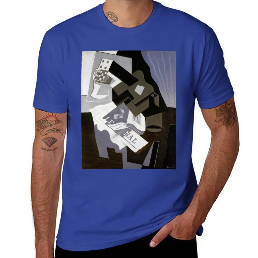 Juan Gris Guitar, Book and Newspaper T-Shirt summer tops essential t shirt shirts graphic mens plain t shirts