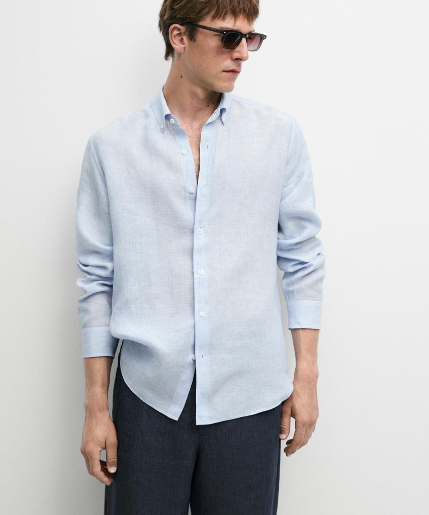 Masimodutti 100% Linen Regular Fit Pinstripe Shirt