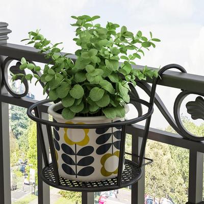Iron Art Hanging Baskets Flower Pot Balcony Hanging Plant Round Racks Railing Fence Outdoor Window Bonsai Stand Decoration
