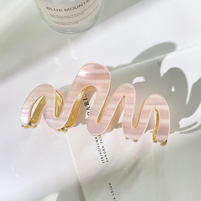 1pc New Acetic Acid Shark Clip High Quality Metal Grip Clip Wave Fashion Hair Grip Women's Premium Sense