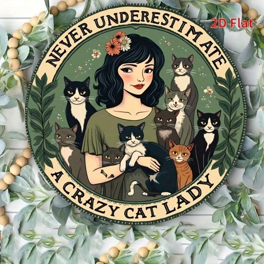 Never Trust Crazy Cat Lady Vintage Metal Sign Wall Decor Bar
