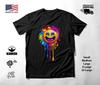 T-shirt Grafica al Neon Faccina Sorridente Nera Unisex S-2XL
