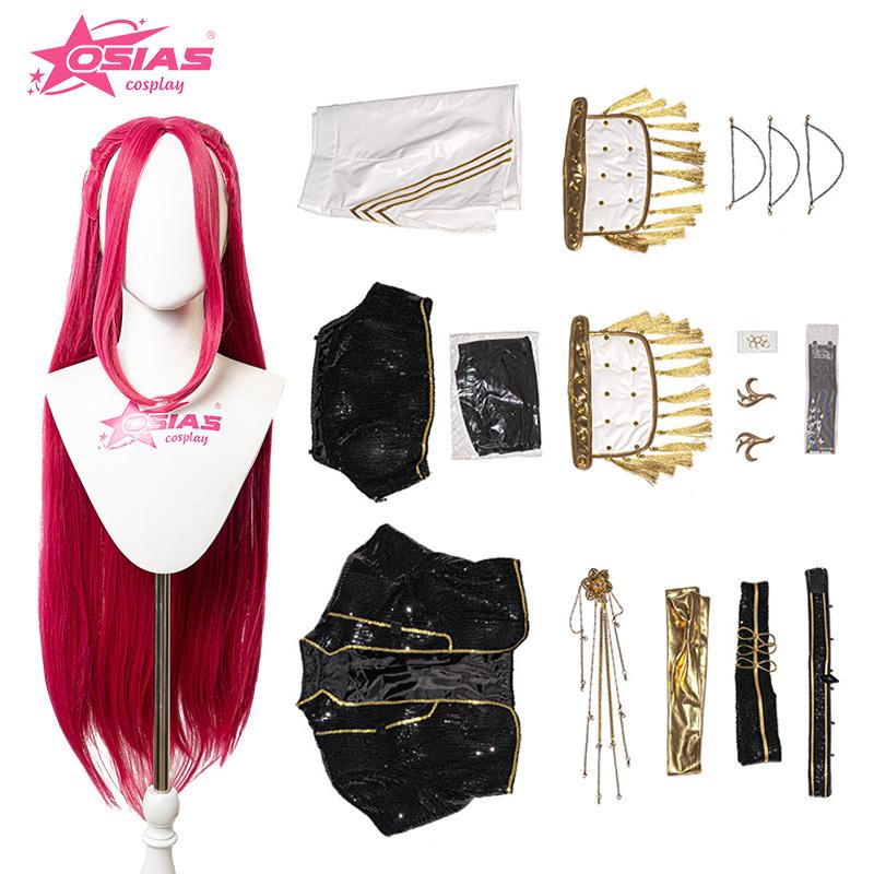 OSIAS Mira Costume Cosplay Ensemble Perruque Mira Chaussures Mira Wuthering Waves Tenue Scène Dorée Noir XXL