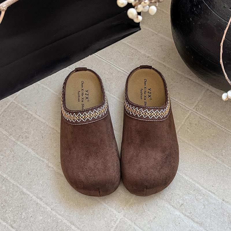 2025 New Imitation Velvet Splicing Casual Slippers Solid Color Thick Bottom Non-slip Warm Cotton Slippers Women