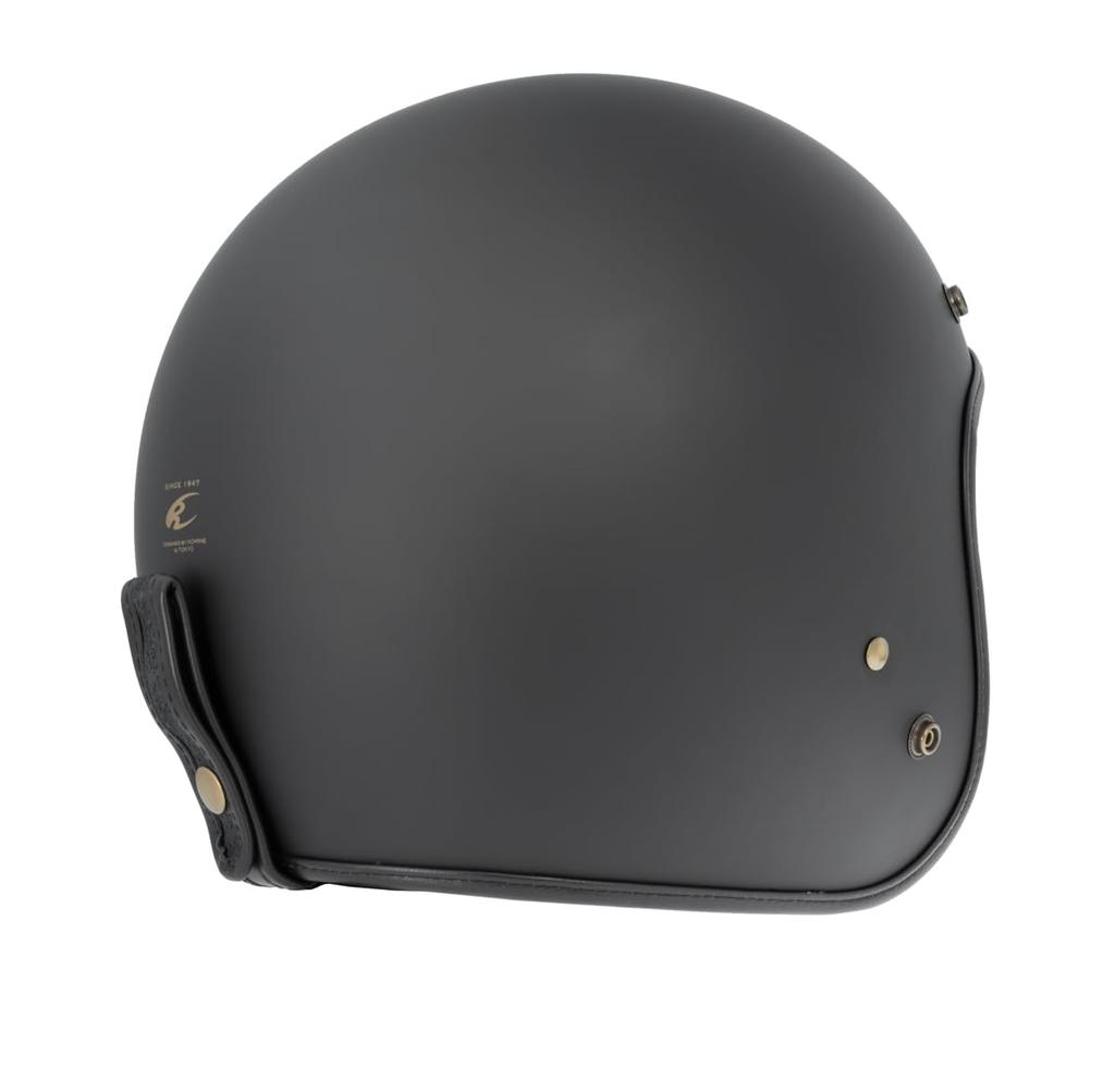 KOMINE Motorcycle Heritage Leather Jet Helmet Solid Mat Black XL HK-195