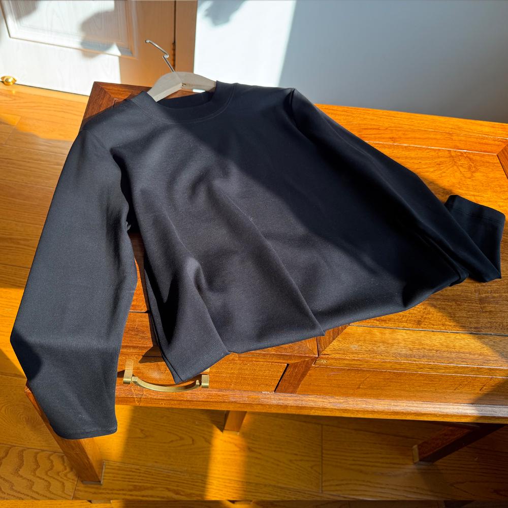 Exquisite Women's Long Sleeve Pure Cotton Stand-up Collar T-shirt - Slightly Loose Fit, Early Spring Round Neck Base Layer