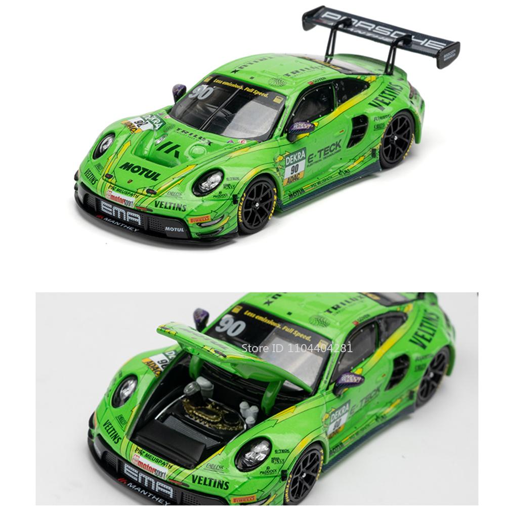 1:64 Toyota Land Cruiser 250 Porsche 911 GT3R Models Alloy Diecast Toys Car Hood Can Opened Metal Body Miniature Cars Kids Gifts