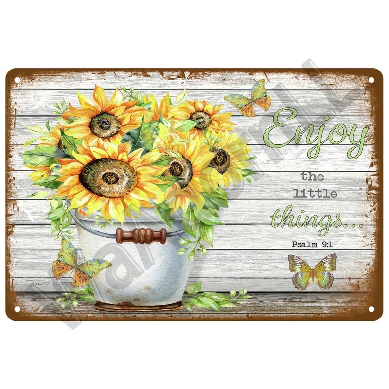 Retro Flowers Bird Metal Sign Garden Decorations Wall Art Mural Vintage Tin Sign Home Plate Room Decor Garden Painting Gift F