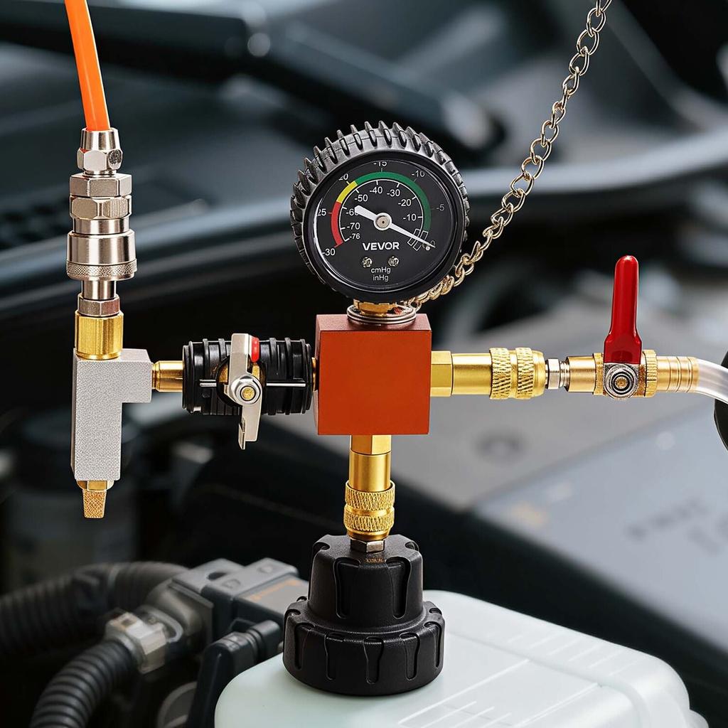 Coolant Pressure Tester Kit, 28Pcs Radiator Vacuum Refill Kit with 4 Adapters, Universal Fit, Automotive Cooling System Pressure Tester Kit, with