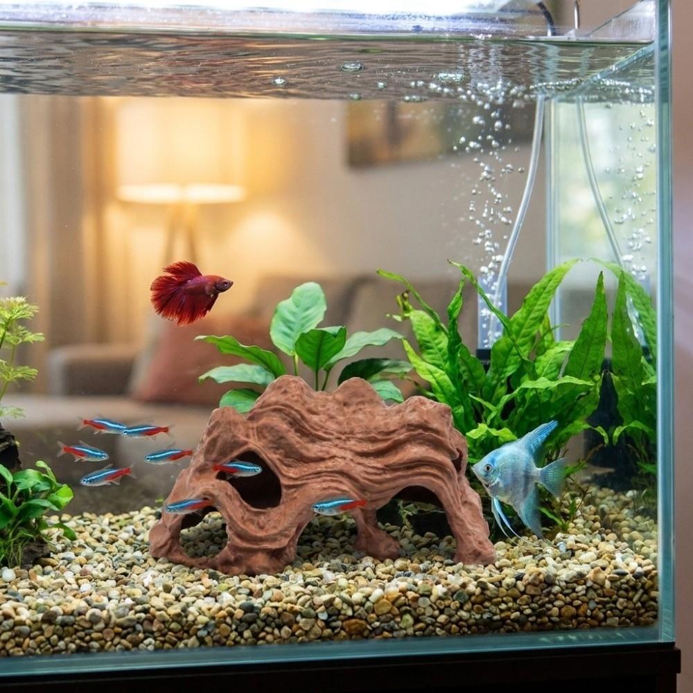 Plastic Fish Shrimp Hiding Cave Multi-Hole Reptile Hideout Fish Tank Ornament Terrarium